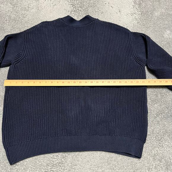 Quince Sweater Womens Medium Blue Organic Fisherman Boxy Heavy Knit Cardigan - Picture 4 of 7